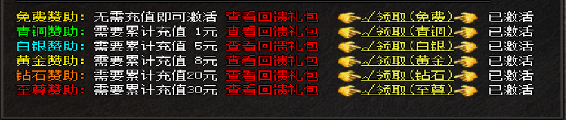 满级赞助· 高级BOSS掉落充值点